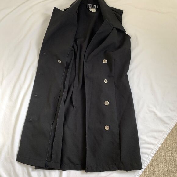 Vtg Y2K Double-Breasted Mini Dress Junior's 7 6 Black Retro Mod 60s Go-Go Girl - Picture 12 of 12